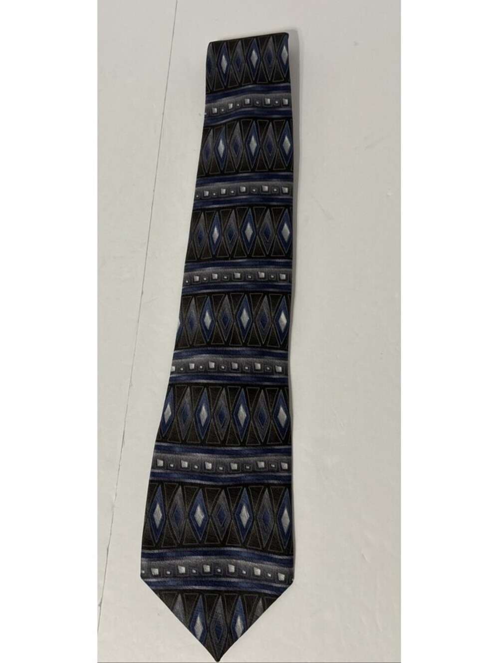 Courage Geometric Silk Necktie Brown Gray Retro Mod Hand Sewn Mens Tie